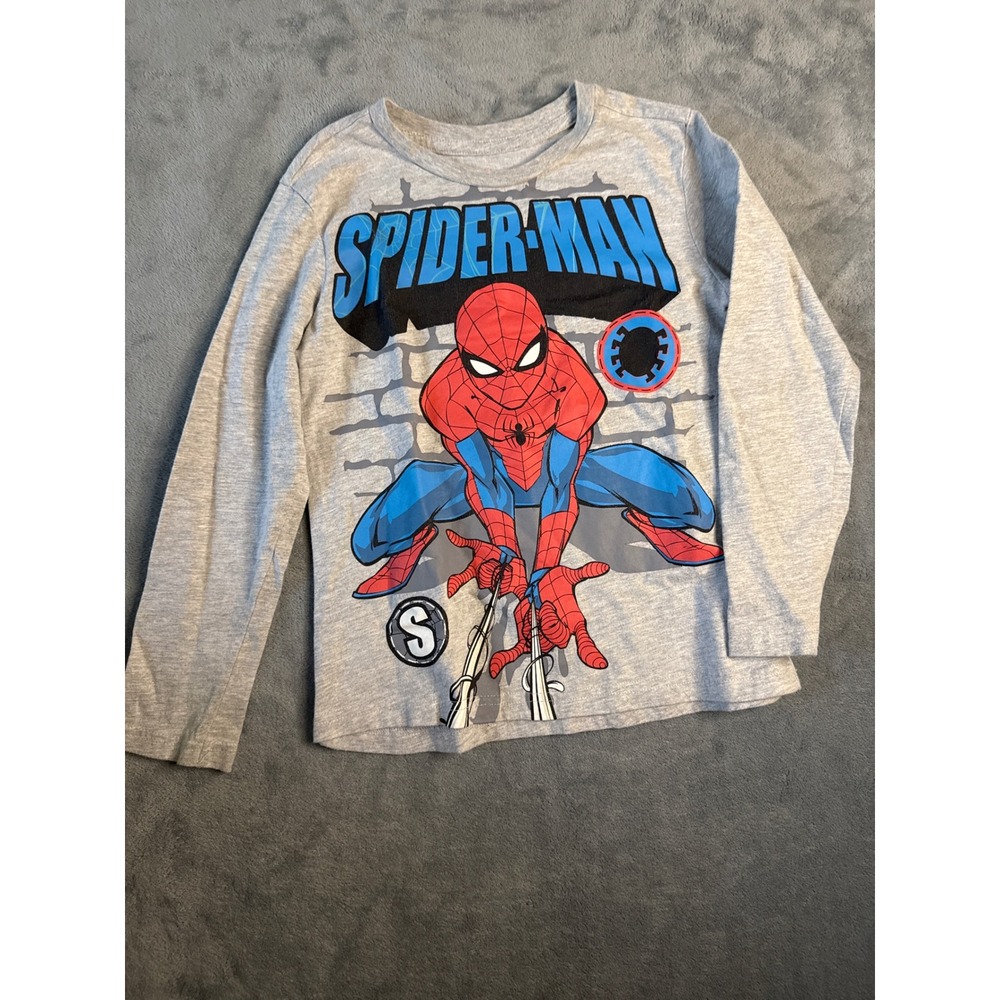 Marvel Spider-Man Boys Gray Long Sleeve Graphic T-Shirt Size 7 39T9280SP